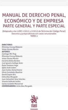 Manual de Derecho Penal, Económico y de Empresa Parte General y Parte Especial Tomo 2