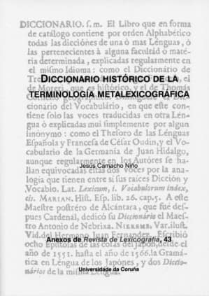 Diccionario histórico de la terminología metalexicográfica