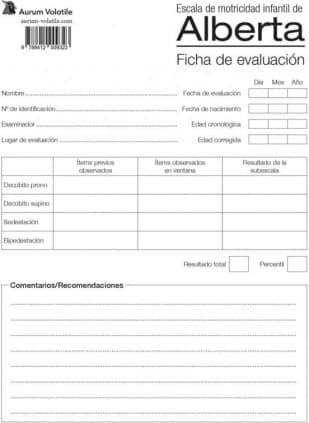 Ficha de evaluación de la Escala de Motricidad Infantil de Alberta