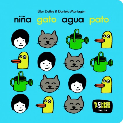 Niña, gato, agua, pato