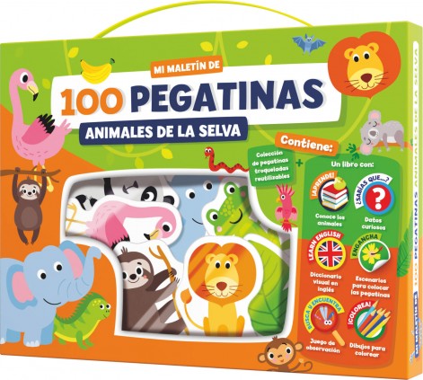 MALETIN 100 PEGATINAS - ANIMALES EN LA SELVA