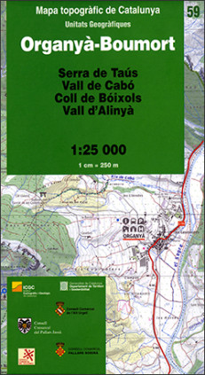 Mapa topogràfic de Catalunya 1:25 000. Unitats Geogràfiques - 59 - Organyà-Boumort (2a edició)