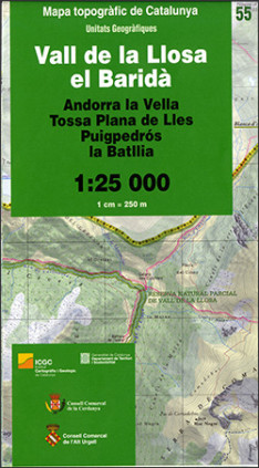Mapa topogràfic de Catalunya 1:25 000. Unitats Geogràfiques - 55 - Vall de la Llosa, el Baridà (2a edició)