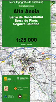 Mapa topogràfic de Catalunya 1:25 000. Unitats Geogràfiques - 72 - Alta Anoia (1a edició)