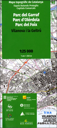 Mapa topogràfic de Catalunya 1:25 000. Espais Naturals Protegits. Capitals Comarcals 41 - Parc Natural del Garraf, Parc d'Olèrdo