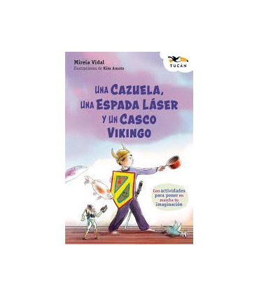 UNA CAZUELA UNA ESPADA LASER Y UN CASCO