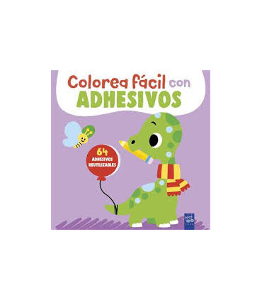 Colorea fácil con adhesivos. Dinosaurio