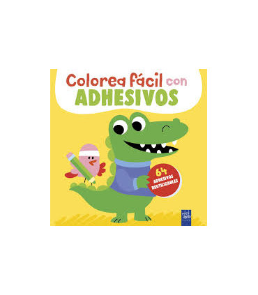 Colorea fácil con adhesivos. Cocodrilo