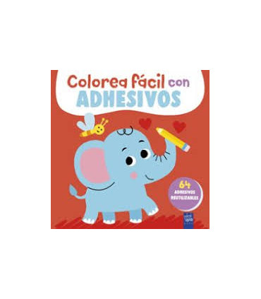 Colorea fácil con adhesivos. Elefante