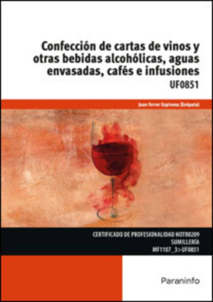 Confección de cartas de vinos y otras bebidas alcohólicas, aguas envasadas, cafés e infusiones